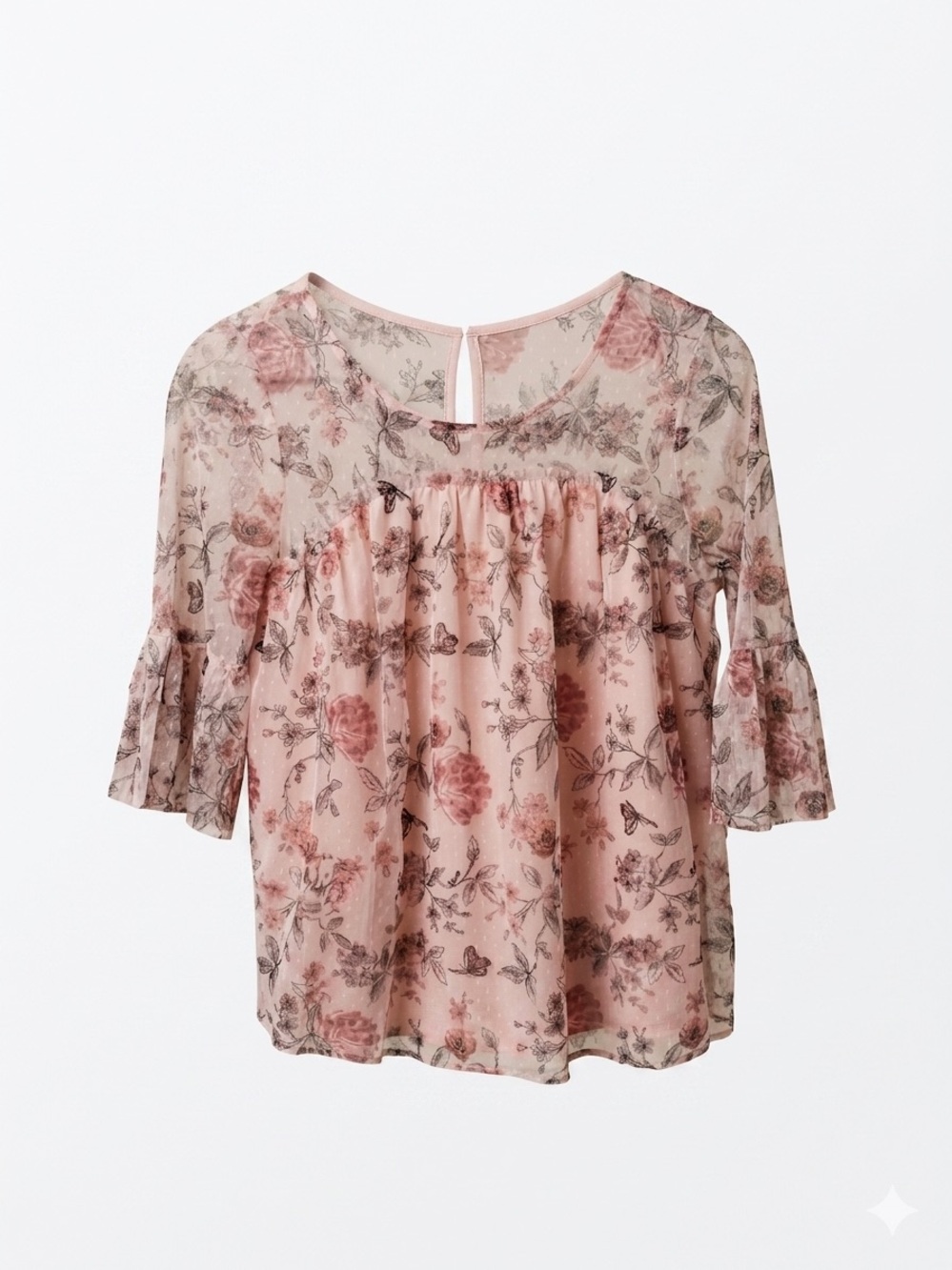 Women’s Pink Floral Chiffon Blouse